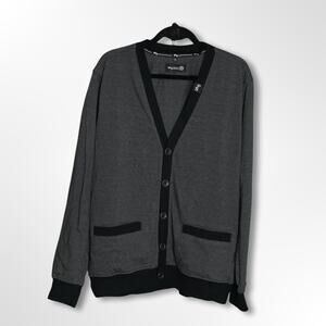 LRG Gray/Black Button-Down Cardigan - Size Large